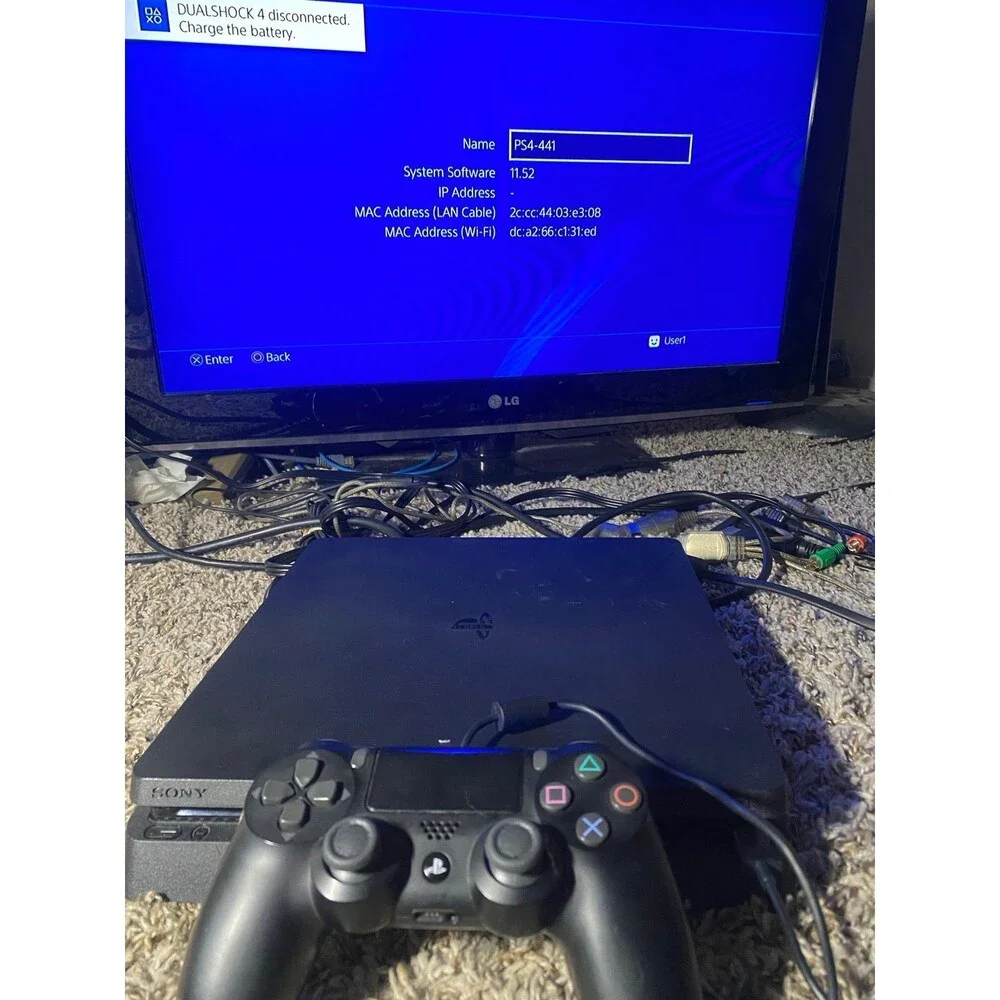 Sony PlayStation 4 Slim 1TB PS4 Console controller wires tested Authentic v11.5